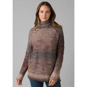 prAna Womens Autum Rein Sweater Tunic XS Knit Turtleneck Grey Multicolor NWT